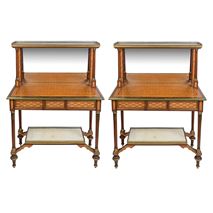 Pair 19th Century marquetry side / console tables, after Donald Ross.